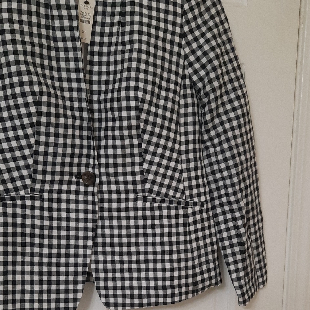 Talbots Classic Black and White Gingham Blazer - Picture 6 of 14